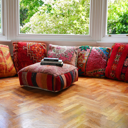 MP1048 Handwoven Moroccan Pouf – Vibrantly Enlivening