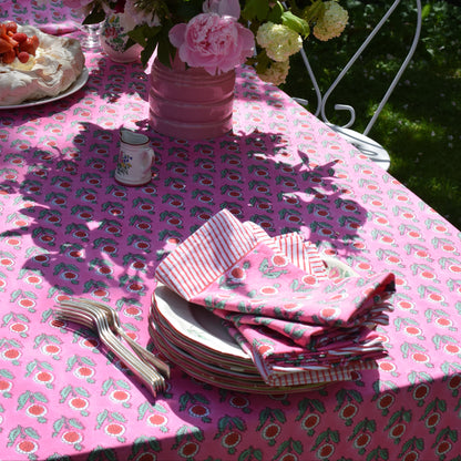 Poppet in Pink Hand Block-Printed Cotton Napkins – Pink & Red
