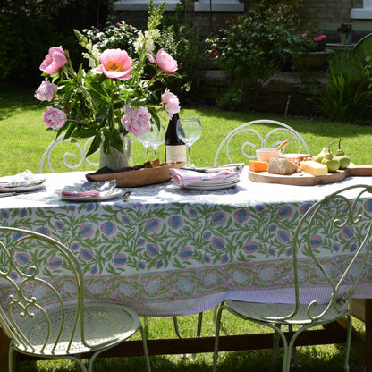 Perfectly Pomegranate Hand Block-Printed Cotton Tablecloth – Multi
