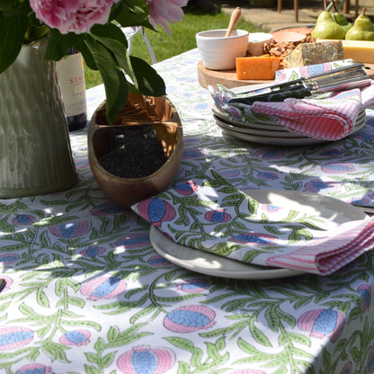 Perfectly Pomegranate Hand Block-Printed Cotton Tablecloth – Multi
