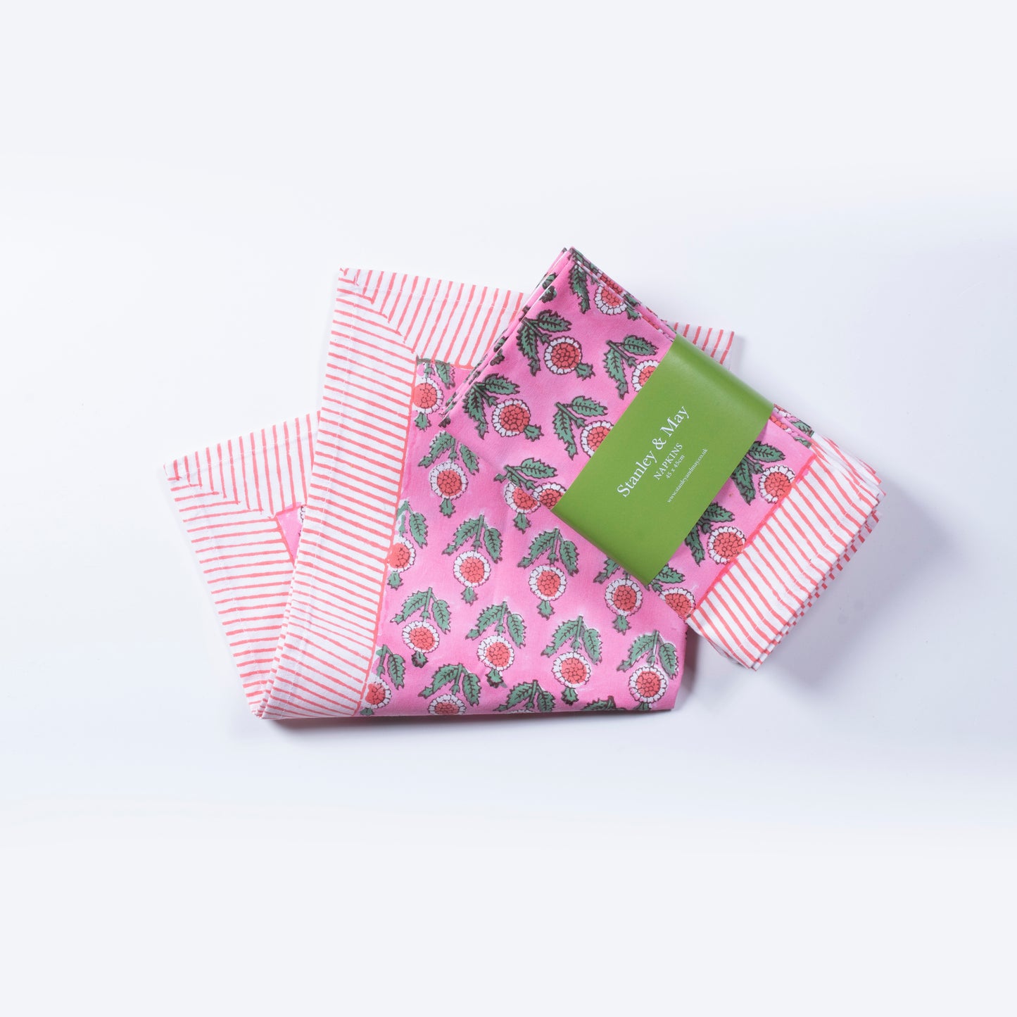 Poppet in Pink Hand Block-Printed Cotton Napkins – Pink & Red