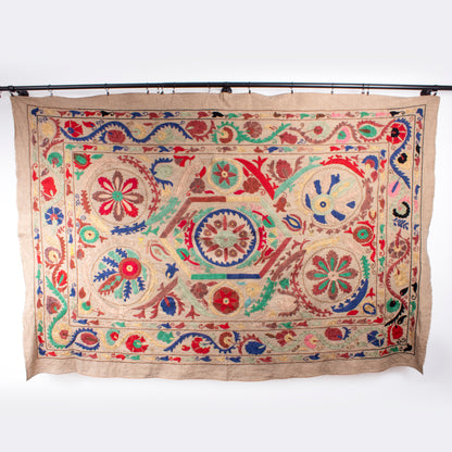 Vintage Hand Embroidered Linen Suzani - Floral Fantasy