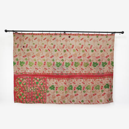 IK1001: Hand-Crafted Vintage Kantha Quilt – Punchy Leaf & Ditsy Floral