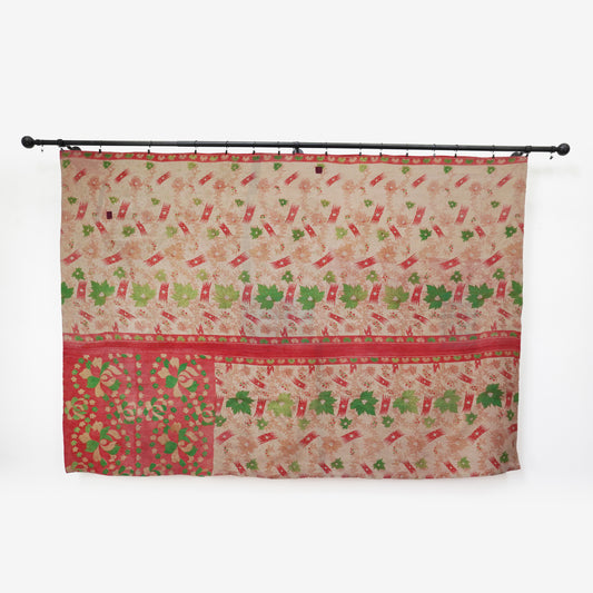 IK1001: Hand-Crafted Vintage Kantha Quilt – Punchy Leaf & Ditsy Floral