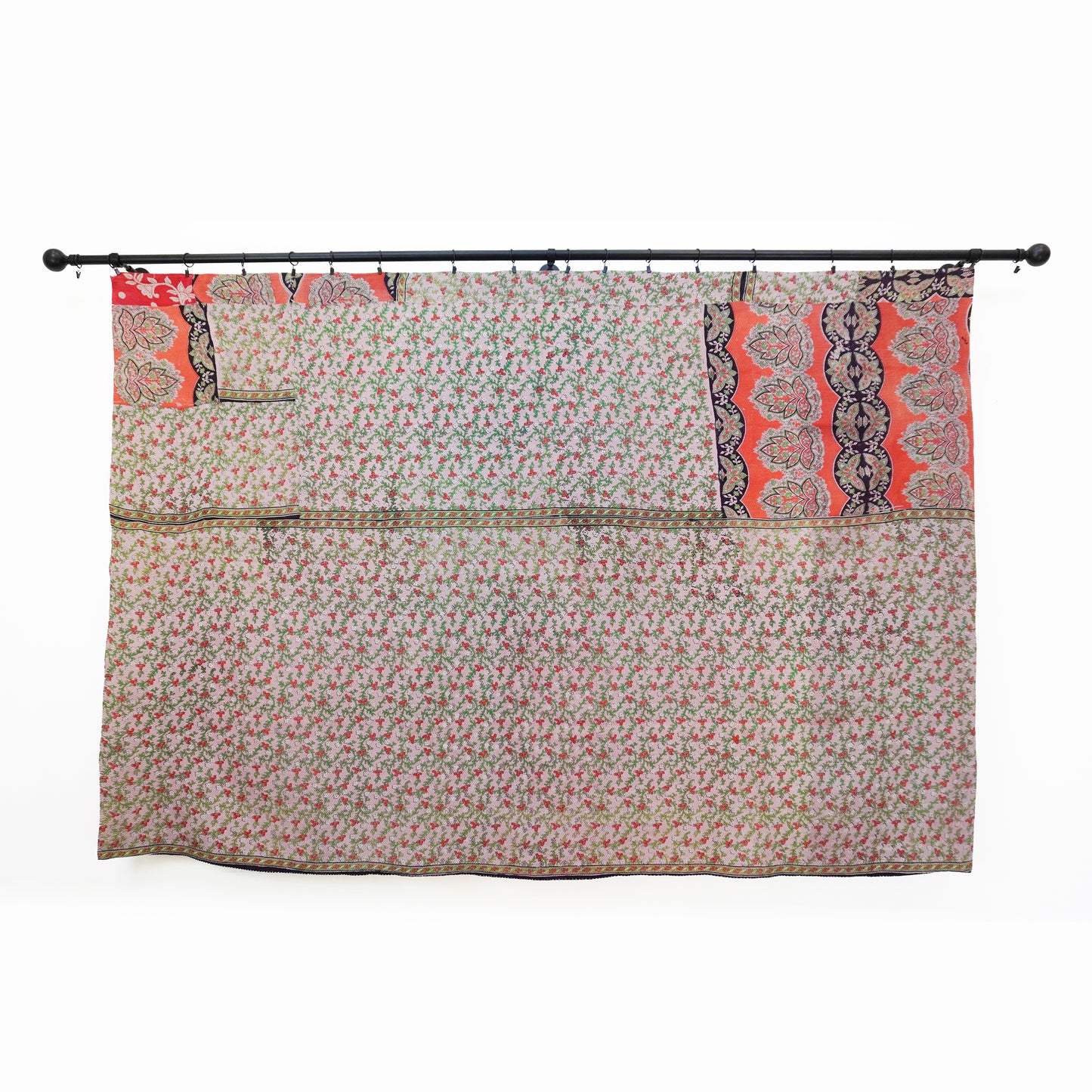 IK1001: Hand-Crafted Vintage Kantha Quilt – Punchy Leaf & Ditsy Floral