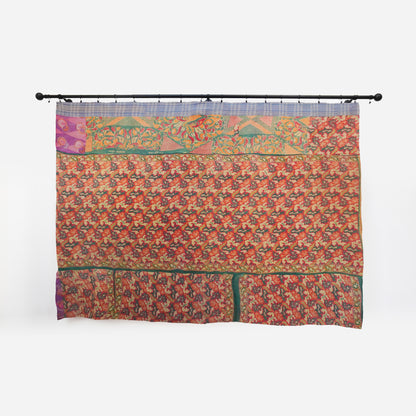 IK1005: Hand-Crafted Vintage Kantha Quilt – Fluid Leaf & Paisley Twirls