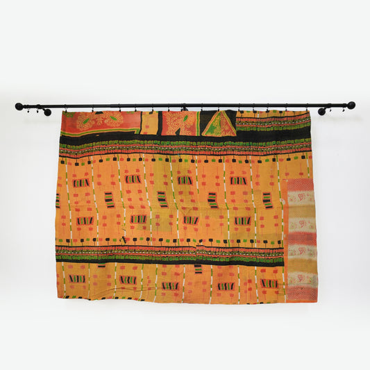 IK1006: Hand-Crafted Vintage Kantha Quilt – Rainbow Geometric & Paisley