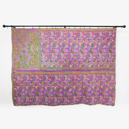 IK1014: Hand-Crafted Vintage Kantha Quilt – Peachy Pastels & Purple Ombre