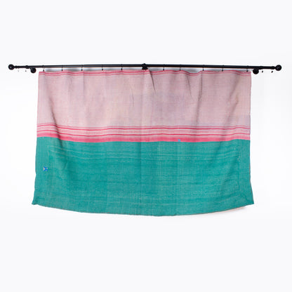 IK1017: Hand-Crafted Vintage Kantha Quilt – Riviera Raspberry & Azure Blue