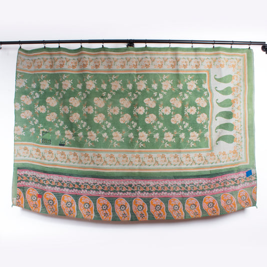 Handcrafted Vintage Kantha Quilt – Faded Floral with Paisley Pop