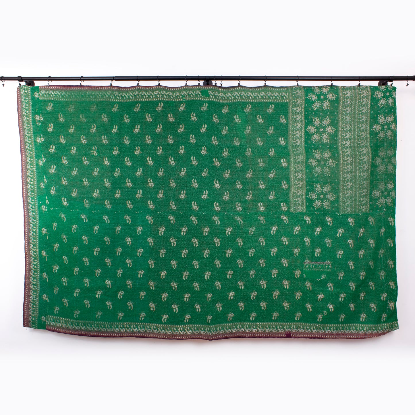 Handcrafted Vintage Kantha Quilt – Botanical