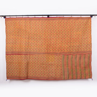 Handcrafted Vintage Kantha Quilt – Opal Fruit Leaves