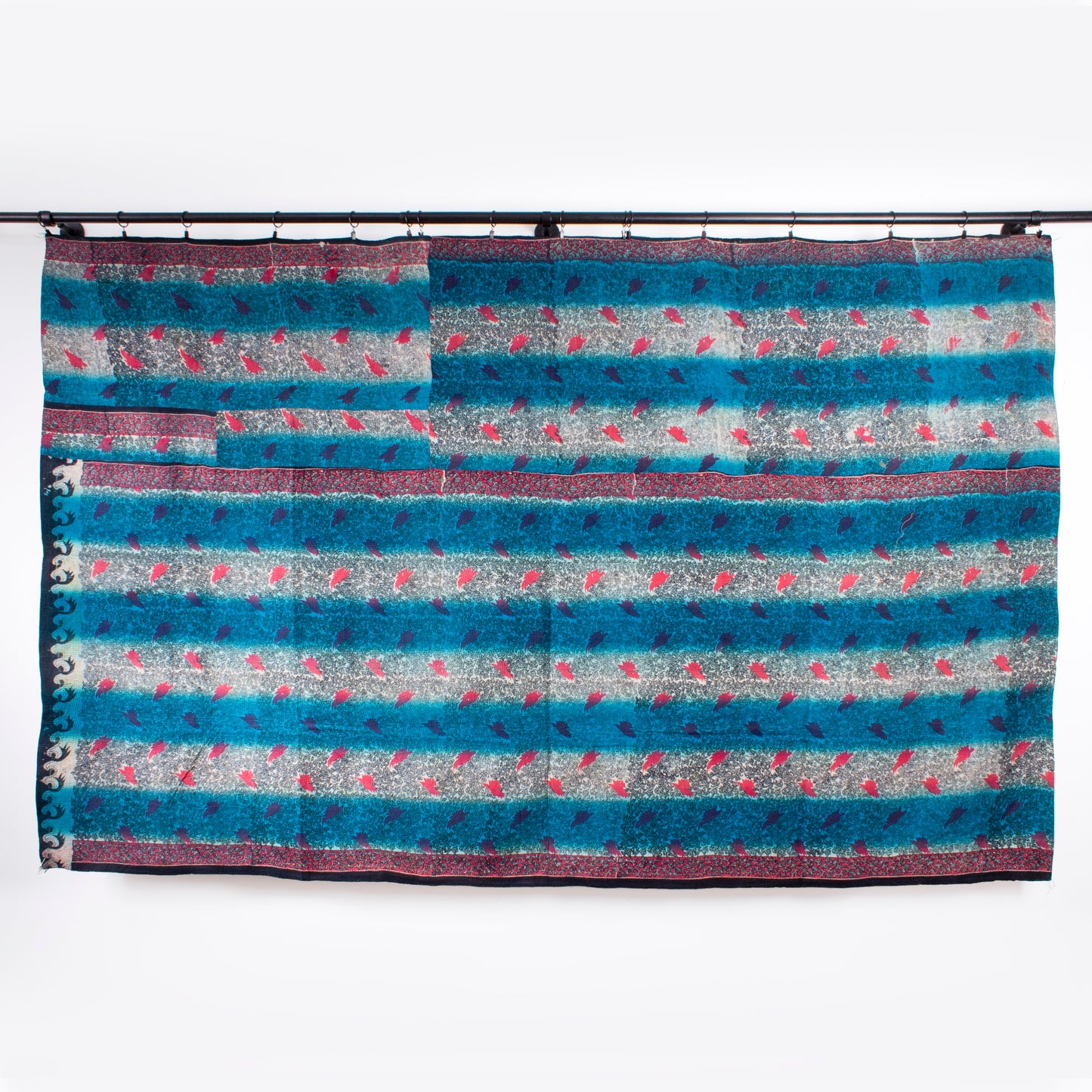 Handcrafted Vintage Kantha Quilt – Back to Black