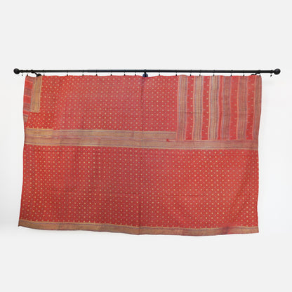 IK1003: Hand-Crafted Vintage Kantha Quilt – Earthy Floral & Stripe