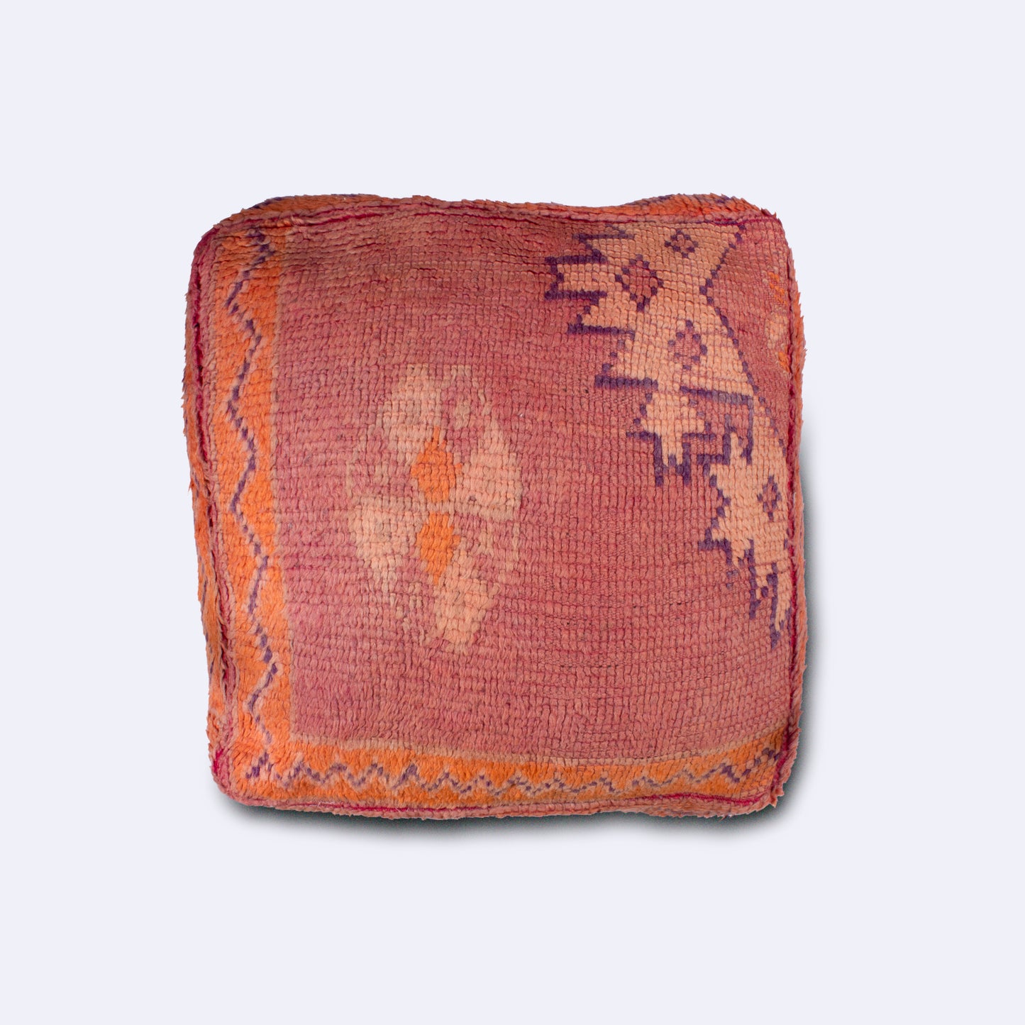 MP1025 Handwoven Moroccan Floor Pouf – Earthy Geometric