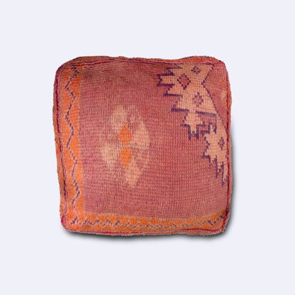 MP1025 Handwoven Moroccan Floor Pouf – Earthy Geometric