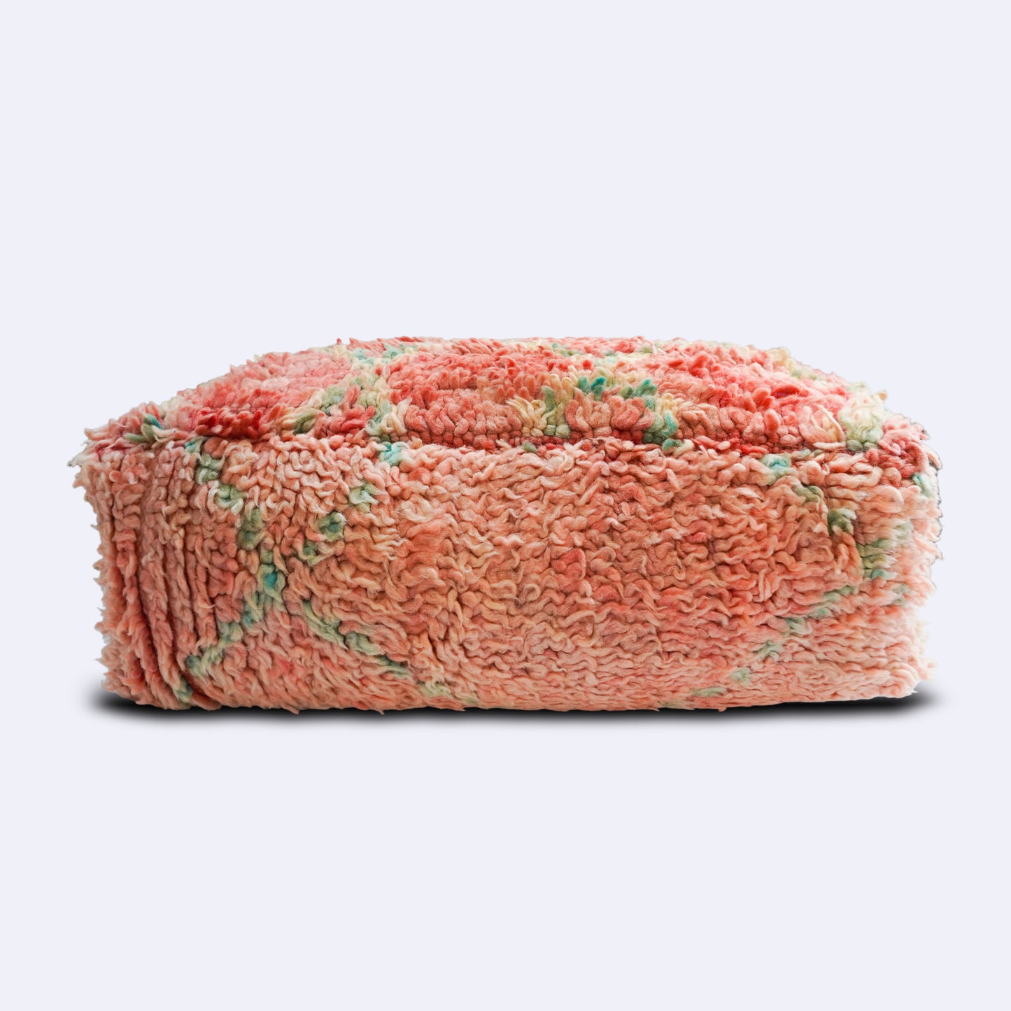 Handwoven Moroccan Carpet Pouf – Shaggy Peach