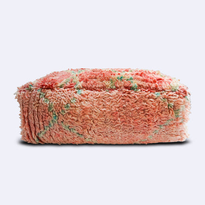 Handwoven Moroccan Carpet Pouf – Shaggy Peach