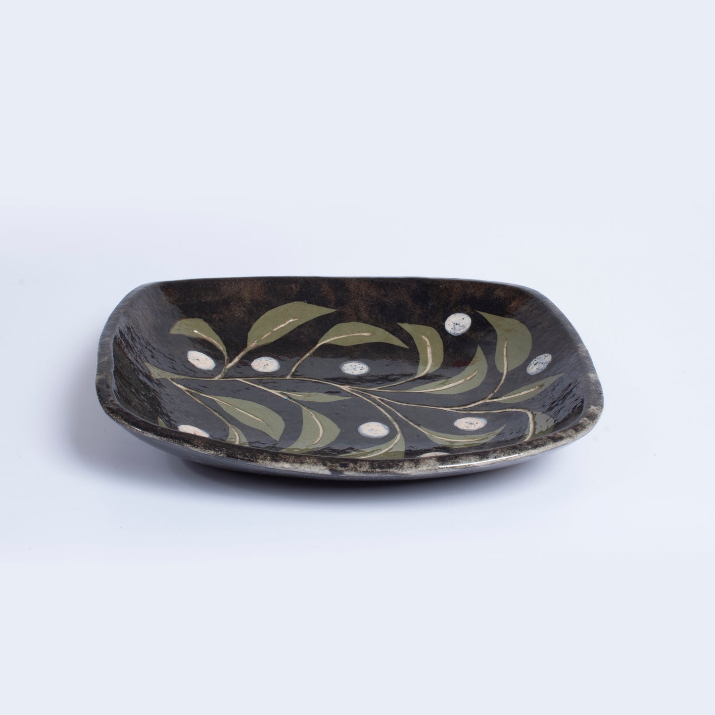 Hand Painted Botanical Bowl by Gerry Unsworth | Signed Studio Pottery