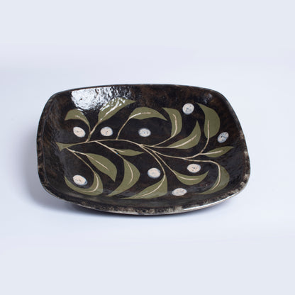 Hand Painted Botanical Bowl by Gerry Unsworth | Signed Studio Pottery