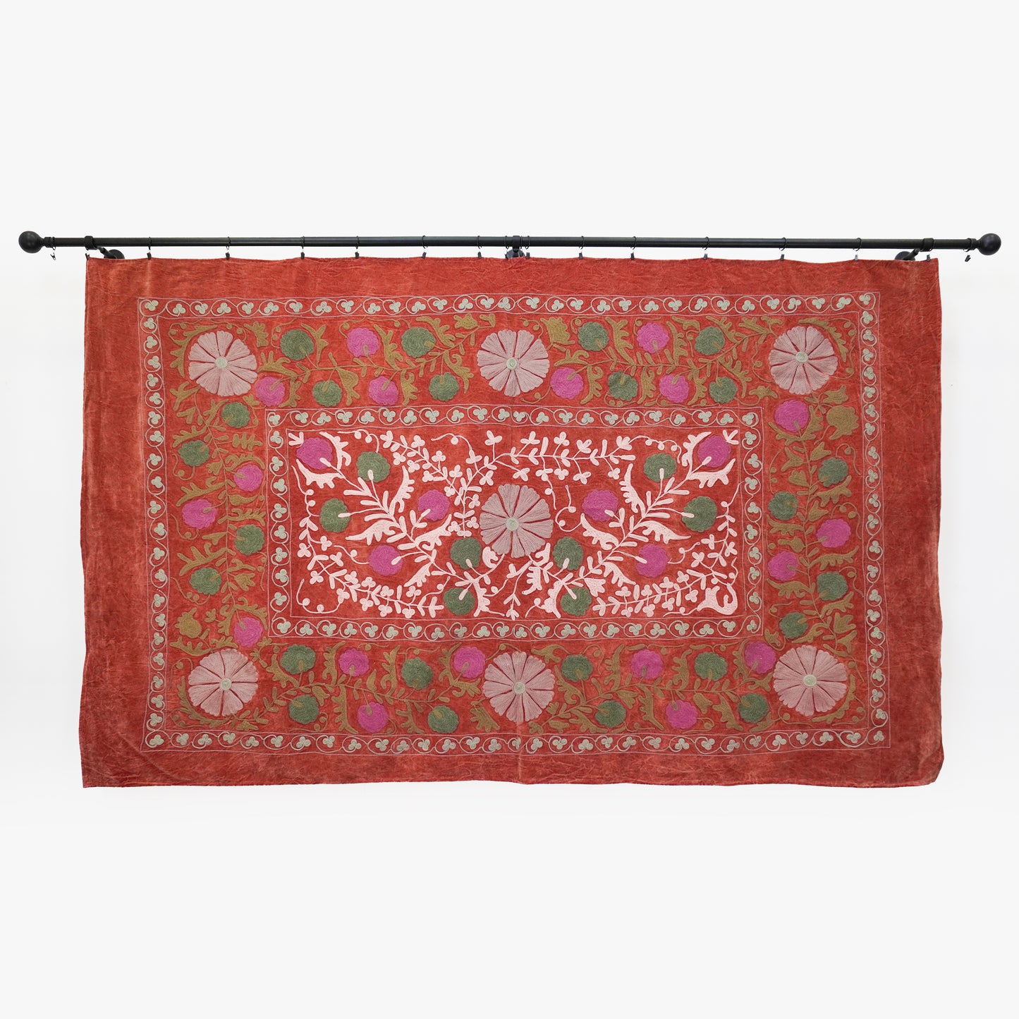 VS1004: Hand-Embroidered Velvet Suzani – Devilishly Red Delight